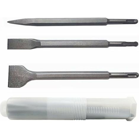Set di 3 scalpelli SDS Plus (scalpello largo, scalpello piatto, scalpello a punta) per trapani leggeri e trapani a percussione per lavori standard su calcestruzzo, piastrelle e blocchi da costruzione (1/5)