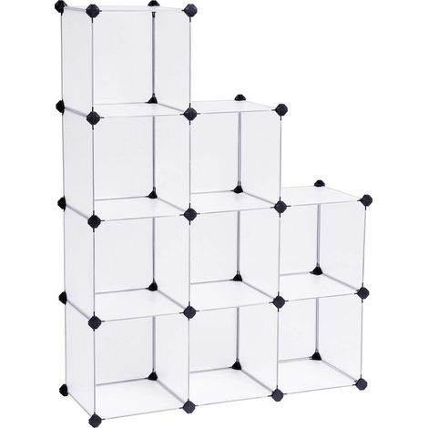 Armoire à Chaussures en Plastique, Étagère, Meuble de Rangement, 9 Cubes Ouverts, Modulabe, pour Vêtements, Jouets, Sacs, Dimensions : 93 x 123 x 31 cm, Semi-Transparent LPC115S (1/5)