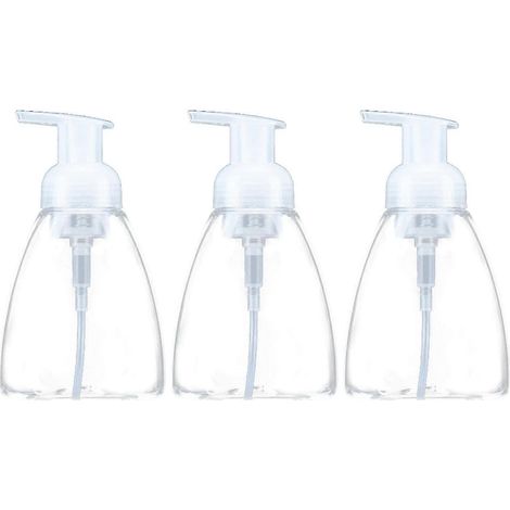 Filiyano-Lot de 3 flacons distributeurs de savon moussant transparents de 300 ml avec pompe anti-fuite pour salle de bain et cuisine (1/5)