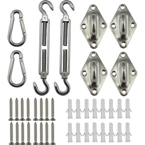 Kit de Fixation pour Voile d'Ombrage, Inoxydable pour Voile d'Ombrage, pour Une Installation en Toute Sécurité des Auvents Carrés Et Triangulaires (1/4)