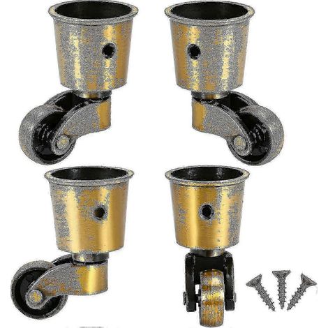 4 roulettes pivotantes rondes en cuivre antique - Faciles à déplacer et pivotantes à 360° - Idéales pour canapé, fauteuil, table basse ou étagère - Charge maximale : 150 kg - Édition 529 (1/5)
