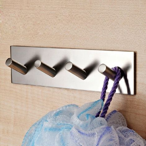 CCYKXA Self Adhesive Coat Hooks, Heavy Duty 304 Stainless Steel Sticky Wall Mounted Decorative Hook for Hats, Keys, Bathroom and Kitchen Hooks, Brushed Finish (1/5)