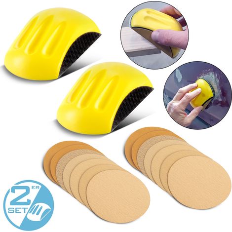 STAHLWERK Set di 2 blocchi abrasivi manuali in PU espanso con abrasivo in velcro