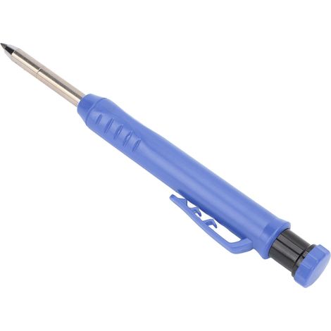 Crayon de charpentier mécanique avec taille-crayon, porte-mine de menuisier pour marquage de trous profonds sur métal et plastique, bleu (1/5)