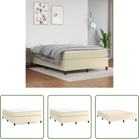 Kunstlederbett - Boxspringbettgestell Creme 140x190 cm Kunstleder (1/5)