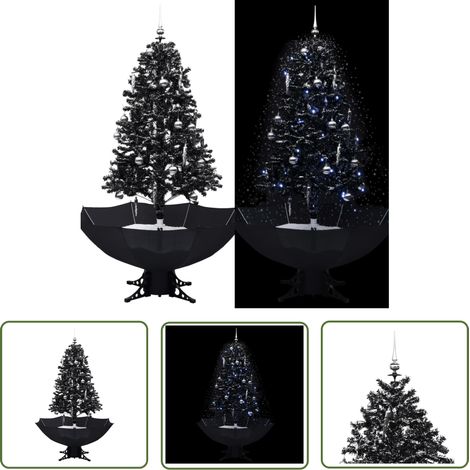 Sapin de Noël,Arbre de Noël neigeux avec base de parapluie Noir 170 cm PVC -WYW66159 (1/5)