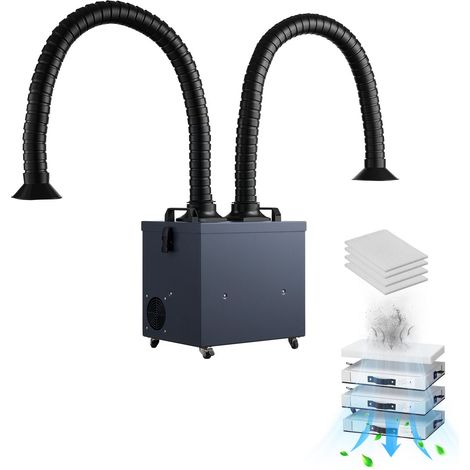 Extracteur de fumées de soudage à double tuyau, 275 W, 380 m³/h, filtration 4 étapes et 10 vitesses pour atelier et gravure laser (1/5)