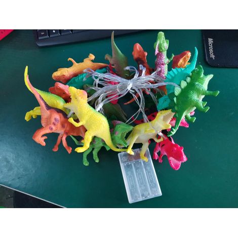 Guirlande Lumineuse Dinosaures Lampadaire Lumière Décoration String Light LED 20 Dinosaures Résine 500g AA Batteries 3 mètres Indoor