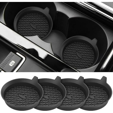 Sottobicchieri per auto, confezione da 4 universali antiscivolo, sottobicchieri con decorazioni incorporate, accessori per interni auto (nero) (1/5)