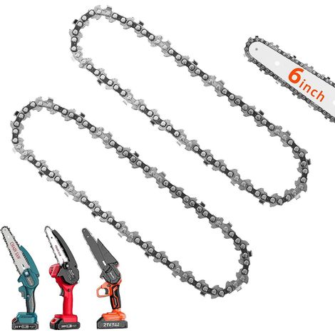 Lot de 6 mini chaînes de tronçonneuse pour tronçonneuse électrique portable sans fil de 6 pouces (1/4)