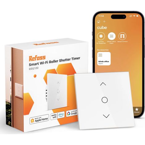 Refoss Interruttore per Tapparelle WiFi con Apple HomeKit, Timer per Tapparelle, Interruttore per Tende con Controllo Percentuale, con Retroilluminazione, Compatibili con Siri, Alexa, Google (1/5)