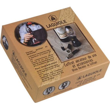 Coffret Aérateur de Vin - LAGUIOLE - 3 Accessoires - Plastique - Noir - Cadeau Idéal (1/5)