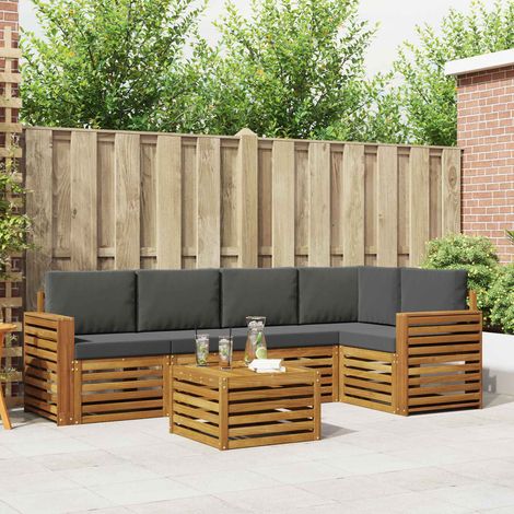 Ecksofa Set 6 pcs Natur und Anthrazit Massivholz Akazie (1/5)