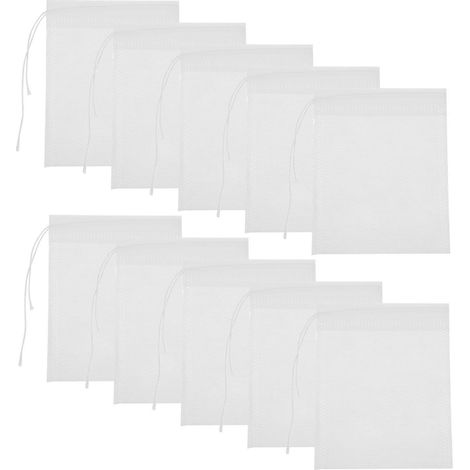 100 sachets à épices vides pour la cuisine, sachets à thé, sachets à soupe à cordon, sachets en mousseline-10.00X8.00X0.20CM-White (1/3)