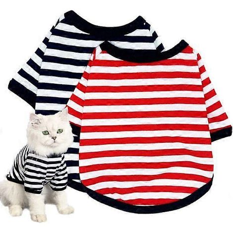 (Petit) Lot de 2 pulls pour chien, vêtements pour animaux de compagnie en coton rayé, pull doux et respirant pour chiens de petite, moyenne et grande taille. Noir1 et rouge1. Moyen (1/5)