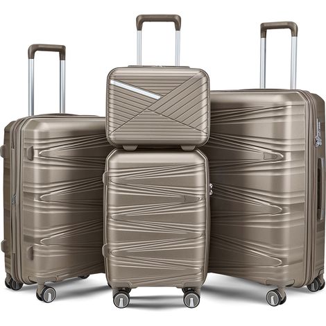 Ensemble valise rigide 4 pièces PP, pour maison et usage quotidien, roues amovibles et serrure à combinaison-Da, format pratique