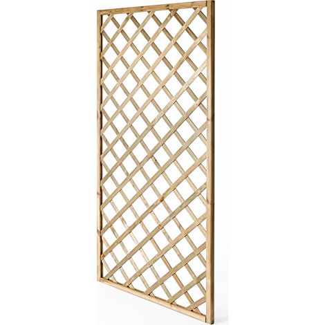 Pannello Grigliato Legno Pino Impregnato Per Giardino Terrazza Balcone Supporto Decorazione Piante Rampicanti Privacy Outdoor 90 x 180 Cm Legno Naturale
