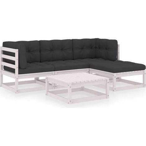 Maison Exclusive - Set Divani da Giardino 5 pz con Cuscini Legno Massello Pino (1/5)