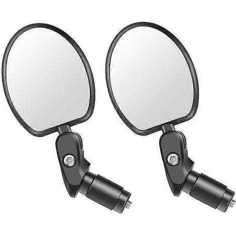 Rétroviseur ovale de vélo, miroir de cyclisme en métal, noir, 2 pièces, montage sur guidon, vue arrière, accessoire sécurité vélo. (1/5)