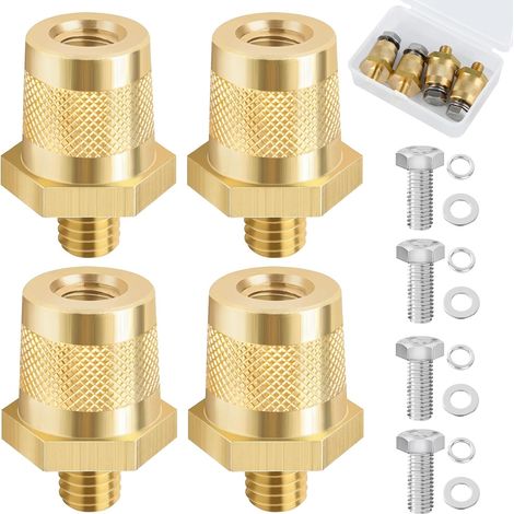 2 Paires d'Adaptateurs de Pôle de Batterie M8 en Laiton, avec 4 Vis en Acier Inoxydable et 8 Rondelles, Bornes de Connexion Universelles Robustes pour Voiture, Camion, Bateau, Camping-Car, Moto (1/5)