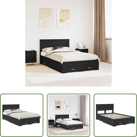 vidaXL Estructura de cama Negro 135 x 190 cm Madera de ingeniería (1/5)