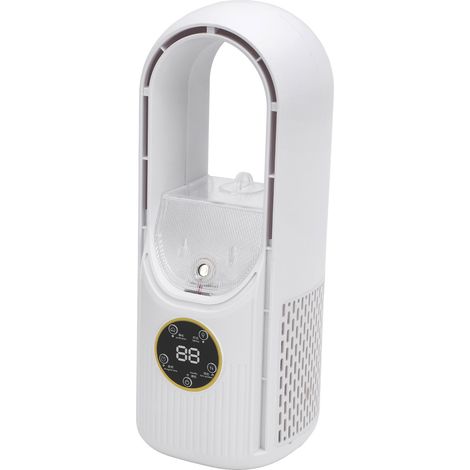 Ventilateur de bureau sans pales avec minuterie, climatiseur portable rechargeable par USB, petit ventilateur de bureau avec lumières colorées (1/5)