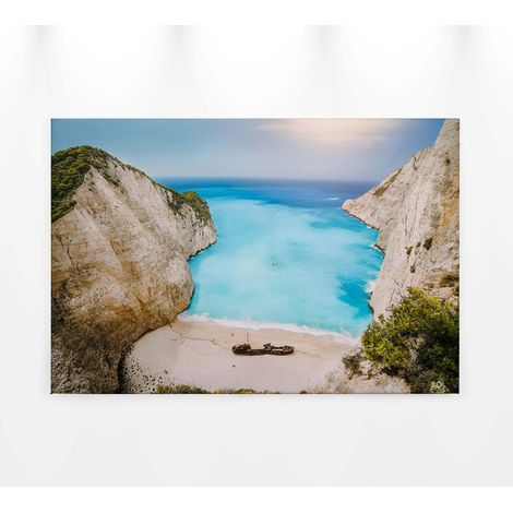 Tableau salle de bain bord de mer | Tableau mer calanque eau turquoise | Tableau plage idéal pour cuisine & chambre adulte 0,9 x 0,6 m (1/5)