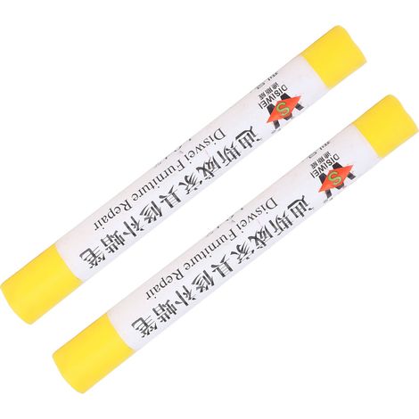 Lot de 2 crayons de peinture pour meubles et sols, pour réparer les rayures et les composites de bois (jaune).