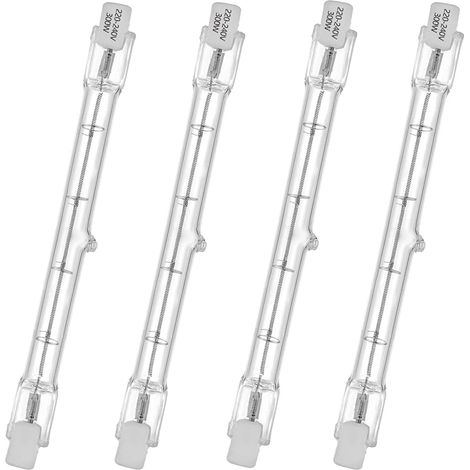 Tube halogène HaloLine, base R7S, lampe tube halogène T3, 230V, 300 watts, 118 mm, blanc chaud - 2800K (4 pièces) (1/5)