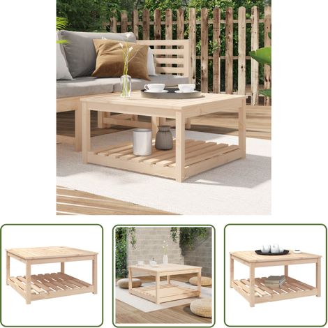 The Living Store Table de jardin 82,5x82,5x45 cm bois massif de pin - Table De Jardin - Table Extérieure - Mobilier De Jardin - Table En Bois - Table Ronde (1/5)
