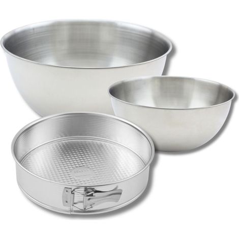Lot comprenant 1 Moule à manqué charnière, 1 spatule Zenker et 2 bols à mixer en inox Fackelmann (1/5)