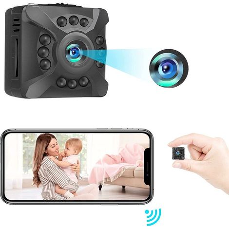 Telecamera Spia Nascosta Mini Telecamera WiFi Wireless 1080P con Audio e Video dal Vivo Telecamera di Sorveglianza di Sicurezza Domestica con Rilevazione di Movimento Controllo APP per Visione Notturn
