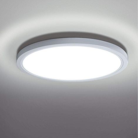 QAZQA 28W Plafonnier LED, 1520LM Lampe Plafond Ø225×24mm, Luminaire Salle de Bain Blanc Froid 6500K Plafonnier Intérieur Encastré Rond Lampe de Plafond pour Chambre Salon Salle de Bain Cuisine Couloir (1/5)