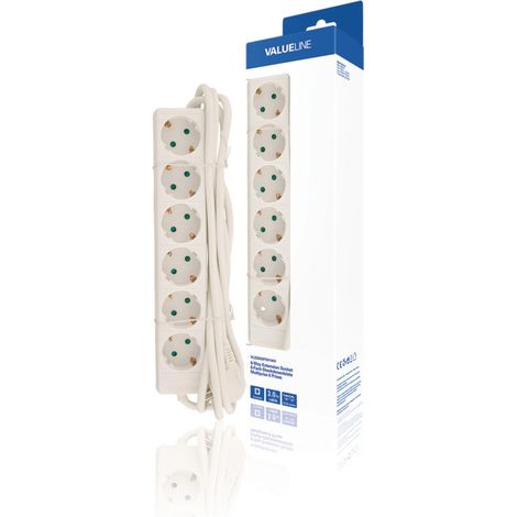 Valueline VLES630F001WH Multiprise 6 prises 3,00 M Blanc (1/5)