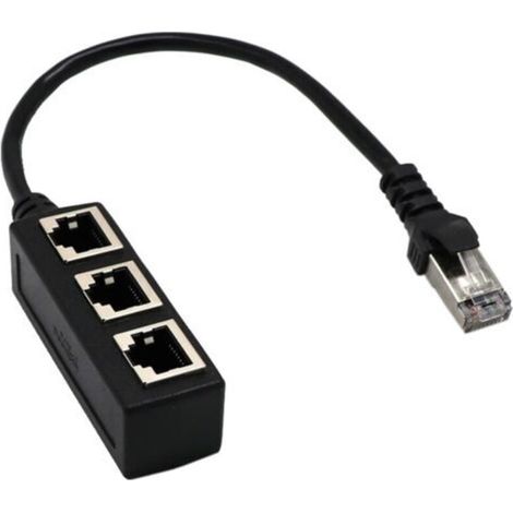 Câble répartiteur Ethernet RJ45, adaptateur répartiteur RJ45 mâle vers 3 femelles, câble adaptateur de commutateur Ethernet RJ45 professionnel pour connecteur de prise Ethernet de bureau à domicile (1/4)