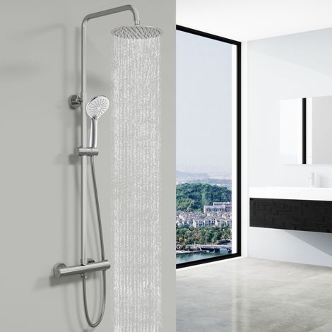 Sky Bathroom Mixer Shower Set Round Chorme Thermostatic Dual Head (1/5)