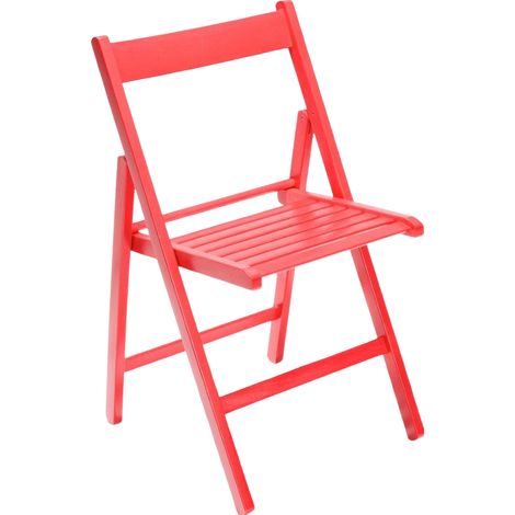 Marvin Sedia in Legno Pieghevole Birreria Colorata Interno o Esterno Salvaspazio Richiudibile da Campeggio Giardino Cucina Legno Massello Di Faggio Rosso - 1 Sedia