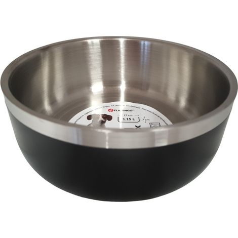 Gamelle pour eau ou nourriture a double paroi ø17 cm 1150 ml, pour chien - Flamingo (1/4)