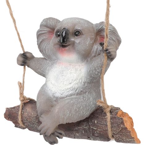 Sculpture de koala sur balançoire, statue d'animal en résine synthétique, décoration pour jardin (1/5)