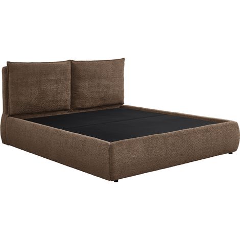 Lit coffre en tissu bouclette marron 180x200 cm mely (1/5)