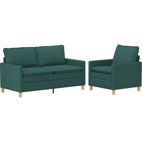Set di divani 2 pz Verde Scuro Tessuto vidaXL (1/5)