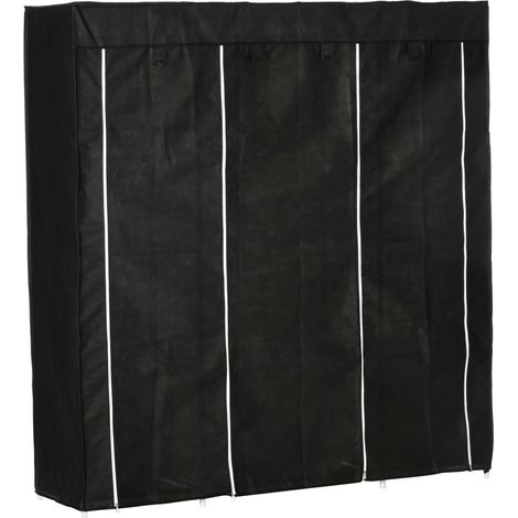 Armoire en tissu avec fermeture éclair, 1 barre de penderie, 10 étagères, 150 x 43 x 162,5 cm (1/5)