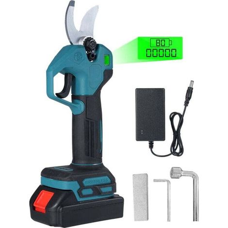 Sécateur électrique - Sécateur électrique professionnel 30 mm avec 2 batterie 21 V/1300 mAh - Sécateur sans fil pour jardinage, vigne, arbre fruitier (1/4)