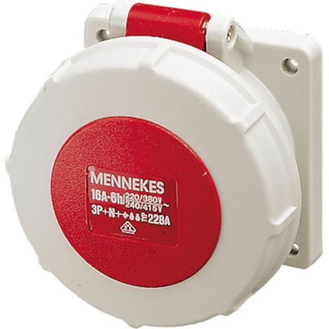 Prise 16A/5P 400V IP67 panneau droit hermétique 228A mennekes 1201