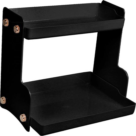 Étagère de rangement cosmétique double niveau, robuste, stable et élégante, pour bureau, idéale pour le salon ou la chambre (noire).