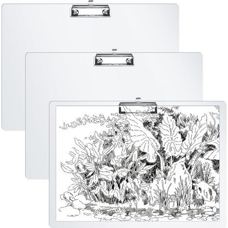 Set di 3 portablocchi formato A3 - Plastica - Formato orizzontale - Con foro di fissaggio - Ampia lavagna per ufficio, aula, officina, disegno, schizzi (1/5)