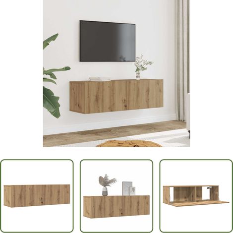 Armoires multimédia - Meubles TV muraux 2 pcs chêne artisanal 100x30x30 cm (1/5)