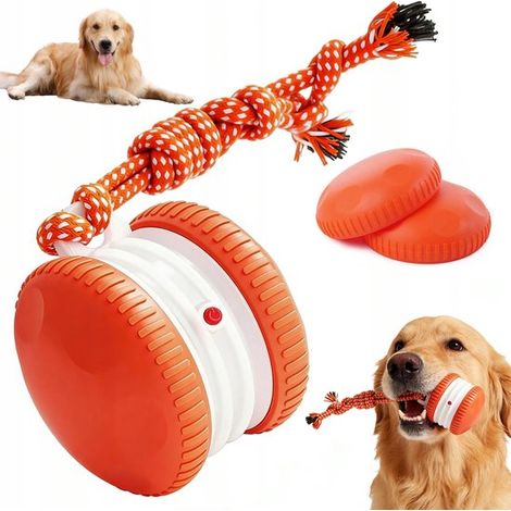 Balle interactive pour chien 300 mAh, jouet roulant avec capteur de mouvement et 2 vitesses, balle en coton pour jeu et activité des animaux, orange (1/5)