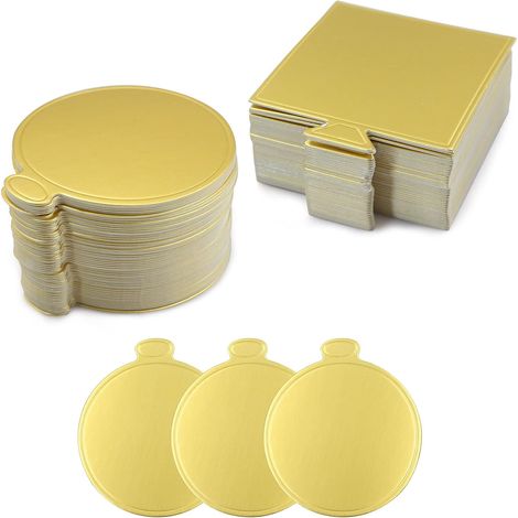 100 Pieces Cake Stands Cardboard Foam Cake Stands for Cake Decorating Gold Round Square Cake Decorating Tools Kit 100 Sheets (1/5)