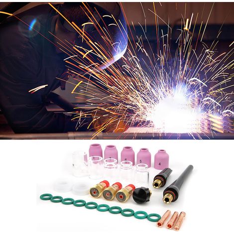 31 pièces pour torche de soudage TIG 612 : coupelle en verre, buse en céramique, lentille à gaz, corps de pince (31 pièces) (1/5)
